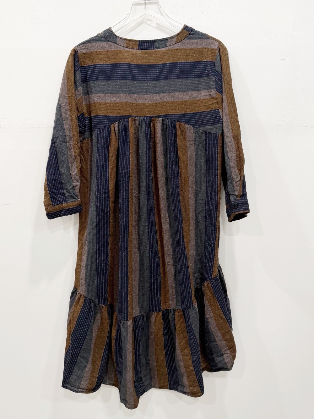 GiGio USA Cotton Oversized Bohemian Tiered Dress Stripe Cottagecore Lagenlook S - Picture 3 of 7